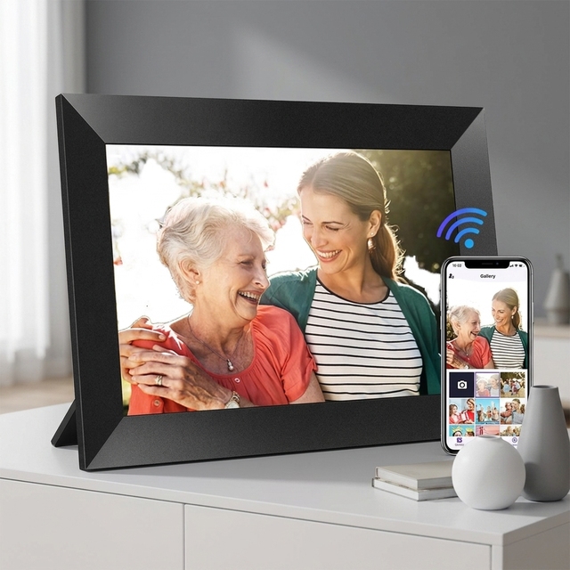 Smart 10-Inch Plastic Digital Photo Frame LCD Touch Screen WIFI Cloud Connectivity 32GB High-Definition Video Playback Plays