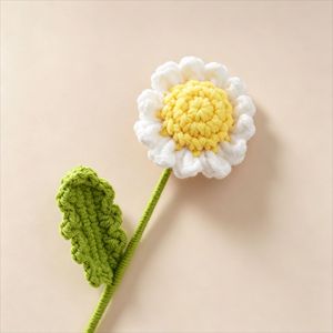 Fleur artificielle en laine faite à la main, bouquet de petites marguerites et de camomilles à tige unique, marguerites artificielles prêtes à offrir pour la Fête des Enseignants - Product Image 2