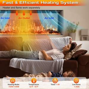 Calentador de <span class=keywords><strong>ventilador</strong></span> de <span class=keywords><strong>chimenea</strong></span> eléctrica de 3 caras de fábrica, 1500W, <span class=keywords><strong>chimenea</strong></span> decorativa, llamas LED realistas, inserto de <span class=keywords><strong>chimenea</strong></span> - Product Image 6