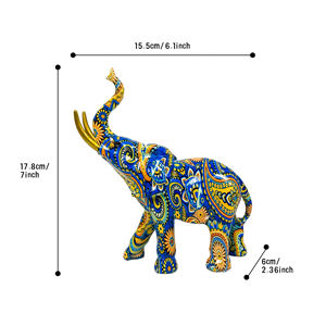 ของประดับรูปช้างทำจากเรซิ่นตั้งโต๊ะสีสันสดใสสำหรับตกแต่งสำนักงานในร่มงานฝีมือที่ไม่เหมือนใคร - Product Image 3