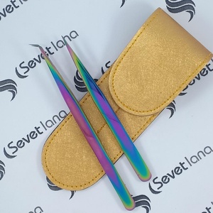 Pinzas de acero inoxidable de colores arcoíris para pestañas, pinzas para cejas con logotipo privado, gran éxito de ventas en 2026 - Product Image 4