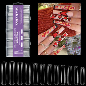 Nouvelle boîte de 240 pièces XXXL Nail Art Ultra Long Water Pipe Nail Patch French Square Almond Stiletto Full Cover ABS Transparent - Product Image 3