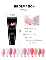 Kit professionnel d'extension d'ongles en polygel 15g, 12 couleurs, non toxique, longue tenue, vernis à ongles UV pour femmes, marque privée