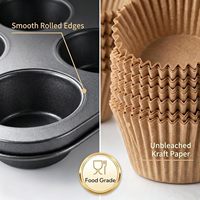 Moule à muffins 6 cavités en acier au carbone antiadhésif avec revêtement noir, résistant à la chaleur et compatible lave-vaisselle pour la cuisson au four