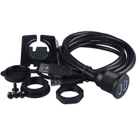 Câble d'extension USB 3.0 AUX, 2 Ports, 1m, pour panneau de tableau de bord, pour voiture, camion, bateau, moto