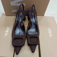 Sandales Mode d'Été Nouveauté 2025 pour Femme QuiteS ZA, Style Français, Talons Épais, Bout Carré Pointu, Boucle, Lacets, Sangle Arrière, Chaussures Designer sans Bretelles pour Femme
