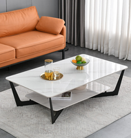 Table basse moderne à plateau en marbre, hauteur réglable, double niveau, pour salon, meubles de maison