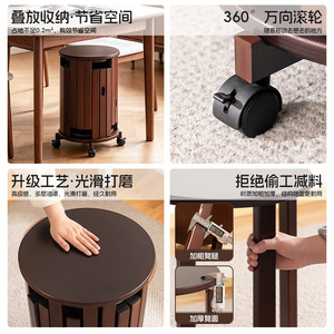 Solid <b>wood</b> stackable <b>stools</b>, household stackable round <b>stools</b>, spare <b>stools</b>, dining table <b>stools</b>, sturdy and durable chairs. - Product Image 3