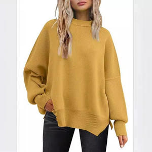 Maglione europeo e americano da donna girocollo a pipistrello a maniche lunghe 2025 inverno con spacco laterale lavorato a <span class=keywords><strong>maglia</strong></span> Pullover coreano - Product Image 4