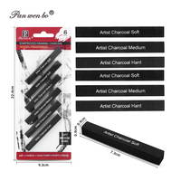 Panwenbo – Lot de 6 bâtons de fusain compressé professionnel noir, doux, moyen et dur, pour le dessin et l'esquisse artistique