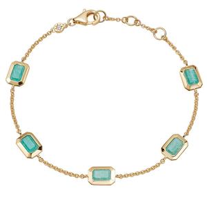 <span class=keywords><strong>Bracciale</strong></span> Tennis Gemnel Fatto a Mano in Argento 925 Placcato Oro con Pietre Preziose, Amazonite Taglio Baguette - Product Image 1