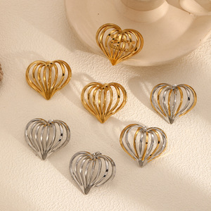 Heart-Shaped Stainless Steel <b>Stud</b> Earrings Gold <b>Silver</b> For Women Gift Fashion Jewelry - Product Image 2