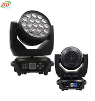 2 projecteurs LED Wash à tête mobile DMX 19x15W avec zoom, 19*15 RGBW 4-en-1, avec culot E27 et flight case