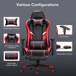 EE. UU. Gratis Personalizado Nuevo Diseño Alta Calidad Rojo Ergonómico Silla Para <span class=keywords><strong>Gamer</strong></span> <span class=keywords><strong>Pc</strong></span> Swivel Racing Gaming Silla con Masaje de Lujo - Product Image 2