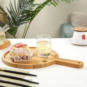 Ensemble d'assiettes à steak en bambou, plateau rond pour servir la pizza, le pain, le gâteau, le thé, les pâtisseries, la nourriture occidentale, style simple, 4 tailles - Product Image 2