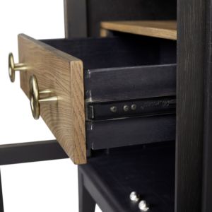 Table de chevet avec porte en verre, tiroirs en bois et poignées en métal pour le rangement de la chambre - Product Image 6