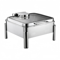 Chauffe-Plat de Luxe 8L pour la Restauration, Chauffe-Plat Rectangulaire Moderne en Acier Inoxydable 304, Serveur de Buffet Professionnel pour Hôtels