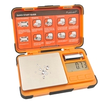 Báscula Digital de Alta Precisión, Mini Báscula Electrónica de Acero Inoxidable Dorado con Pantalla LCD, Báscula Digital de 0.01g para Joyería y Diamantes