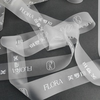 Ruban décoratif en TPU Llogo personnalisé imprimé ruban de marque en silicone transparent ruban de satin pour paquet de fleurs