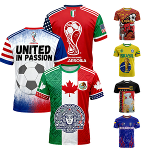 Camiseta Deportiva Extra Grande Personalizada de la Copa Mundial de Fútbol 2026 con Estampado Digital 3D, Transpirable, de Secado Rápido, 100% Poliéster - Product Image 1