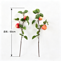 Branche d'Apple Artificielle de 60 cm, Tige de Fruit Artificiel avec Feuilles Vertes pour Arrangement Floral en Vase, Décoration de Table d'Automne, Vente en Gros
