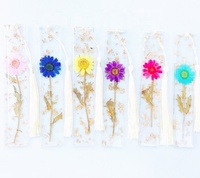 Marque-page transparente avec fleurs séchées, 1 pièce, en résine, pour la lecture, journal personnel, porte-livre, cadeau, promotion