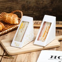 Boîte d'emballage jetable compostable Mini boîte à sandwich de qualité alimentaire avec fenêtre transparente