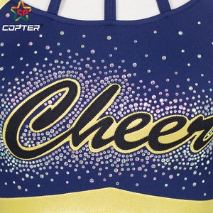 EE. UU. Azul marino High School Rhinestones LOGO Cheerleading Uniforms Adulto <span class=keywords><strong>Invierno</strong></span> Cheerleader Costume - Product Image 4