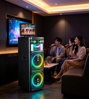 Machine de karaoké portable en plastique 2026 avec écran pliable, double woofer, grande puissance, lumière LED RGB, enceinte de fête pour la maison et l'extérieur