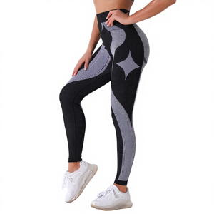 Pantalones de Yoga JAC22 N8173 para Mujer, Cintura Alta Elástica, Bloques de Color, Ecológicos, Spandex/Poliéster, Sin Costuras, Levanta Glúteos, Sexys - Product Image 3