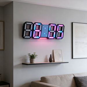 ネオンアナログデジタル3D LED 9.25インチ RGB カラフルアラーム壁掛け温度時計 デスク/テーブル日付表示 調光機能付き ホーム寝室装飾 - Product Image 2