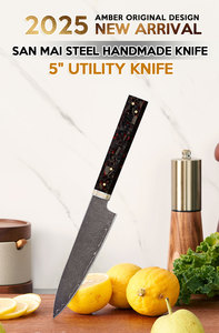 Bộ dao đầu bếp kiểu Nhật thiết kế mới, lõi thép VG10, lớp phủ 3 lớp, tay cầm sợi carbon thoải mái - Product Image 6