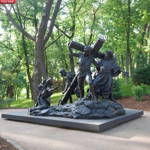 Youfine ngoài trời Công Giáo Tôn Giáo điêu khắc cuộc sống Kích thước Christ Jesus tượng đồng 14 trạm của thập giá - Product Image 1