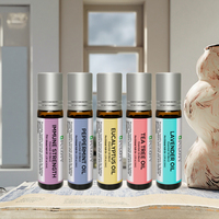 Minyak esensial aromaterapi kustom Label pribadi diencerkan 0.33oz rol pada pohon teh Oregano Mint rumput Lemon minyak Lavender