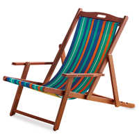 Fauteuil de jardin en tissu rayé traditionnel avec dossier réglable, structure en bois dur chinois pour villa et hôtel en extérieur