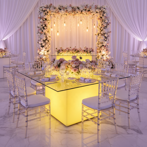 Tavolo da Pranzo LED con Piano in <span class=keywords><strong>Plexiglass</strong></span> da 60 Pollici, Illuminato, <span class=keywords><strong>per</strong></span> Arredamento Alberghiero - Product Image 2