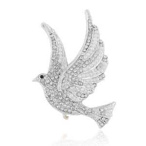 Broche de <span class=keywords><strong>bijoux</strong></span> personnalisée avec lettres grecques ZOB ZPB Zeta Phi Beta, signe de paix, <span class=keywords><strong>colombe</strong></span>, perle, cristal - Product Image 1