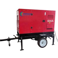 Machine à souder électrique Diesel 500A silencieuse de type remorque avec ATS 50Hz 24V DC Démarrage moteur WHW