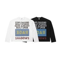 T-shirt personnalisé à manches longues en maille gaufrée 260 GSM, impression DTG texturée, coupe ample, col ras du cou, style grunge vintage streetwear, vente en gros, OEM
