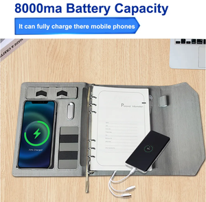 สมุดบันทึกออแกไนเซอร์ A5 พร้อมพาวเวอร์แบงค์ แฟลชไดรฟ์ USB  ปกหนัง PU สมาร์ทโน้ตบุ๊ค ไดอารี่ดิจิทัล - Product Image 3
