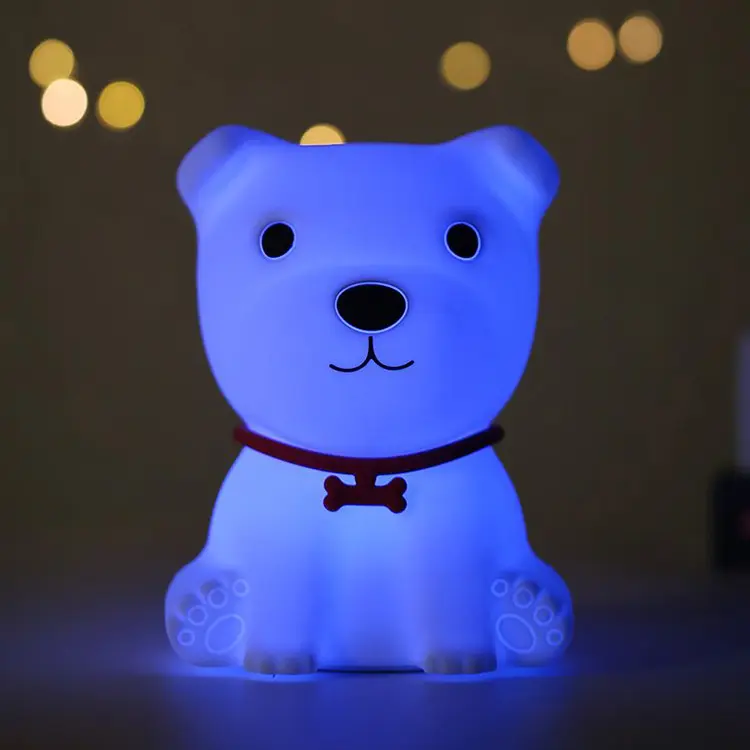 Soft Children's Color Changing Dog LED creative Night Light for girls battery room decor night light for bedroom