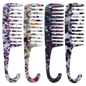 Pettine in acetato a denti larghi con Logo personalizzato con crossboard stile alla moda con gancio acido acetico - Product Image 2