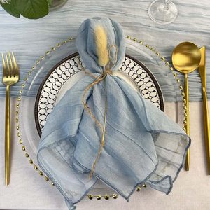 Serviettes de table en lin 100% de qualité supérieure pour les mariages Serviette brodée à la main Tissu élégant et de qualité supérieure - Product Image 2