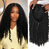 Perruques en cheveux humains bruts indiens, bouclés birmanes, demi-perruque 3-en-1 à cordon de serrage, vente en gros