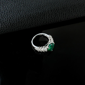 S925 Sterling <b>Silver</b> Lab Created <b>Emerald</b> <b>Ring</b> - Product Image 3