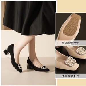 Escarpins à talon carré 5688C-180 avec boucle en strass, style coréen, chaussures confortables pour femmes, idéales pour les tenues habillées - Product Image 5