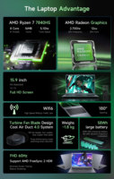 Laptop AMD R7 7840HS 60 FPS Game 3A 1TB 512GB 256GB NVME SSD 16GB DDR5 Laptop Gaming Notebook Baru