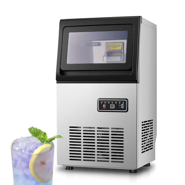 SKOFO 30Kg/Day Electric Portable Stainless Steel Nugget Ice Maker Class Energy Efficiency Touchpad Control for Commercial