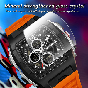 Reloj Digital SANDA 3391 con Forma de Tonneau, Doble Pantalla, Función de Cuenta Regresiva y Alarma, 3 Zonas Horarias, Luminoso e Impermeable - Product Image 4