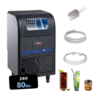 Machine à glaçons commerciale sous le comptoir de 80 lb/24 h pour restaurant, bar, café, machine à glaçons automatique intégrée à l'eau en bouteille